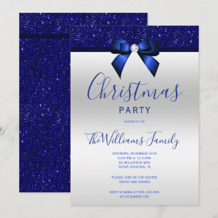 Posh Navy Blue Jewel Bow Weihnachtsgebäck Party Einladung