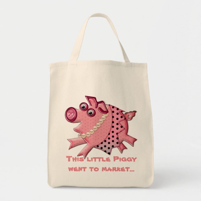 Posh Piggy Goes Shopping (Personalisiert) Tragetasche (Vorne)