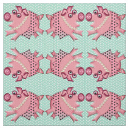 Posh Piggy in Pink auf Lucite Green Stoff