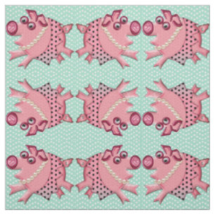 Posh Piggy in Pink auf Lucite Green Stoff