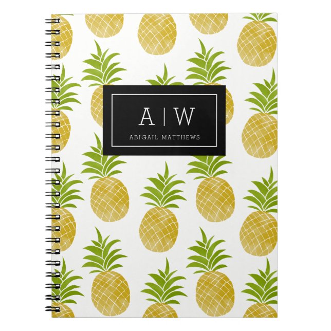 Posh Pineappel Mit Monogramm-Notebook Notizblock (Vorderseite)