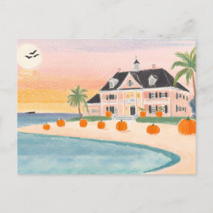 Posh Pink Beach House à Halloween - Carte postale