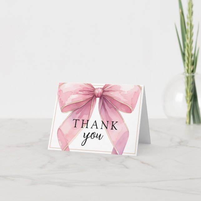 Posh Pink Coquette Bow Baby Dusche Dankeskarte (Vorderseite)