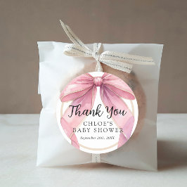 Posh Pink Coquette Bow Baby Dusche Runder Aufkleber