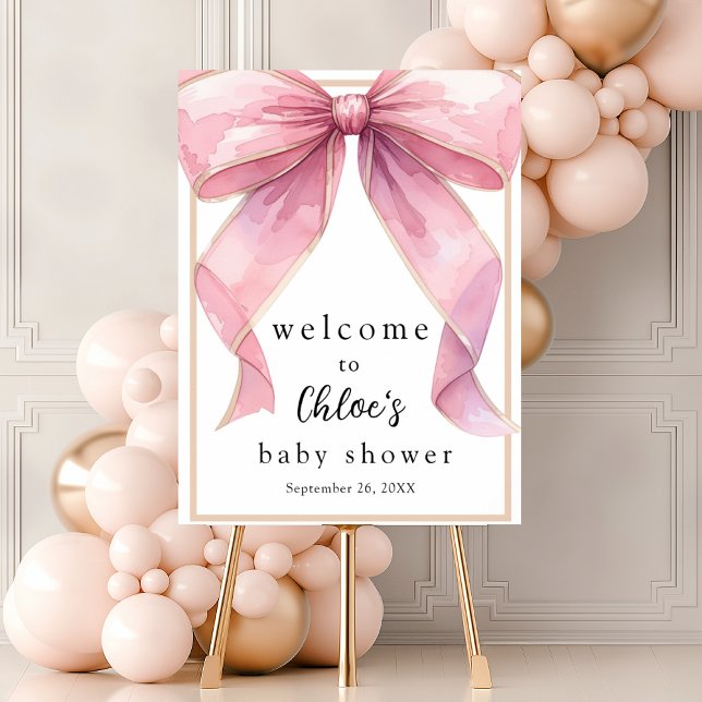 Posh Pink Coquette Bow Baby Dusche Willkommen Poster (Von Creator hochgeladen)