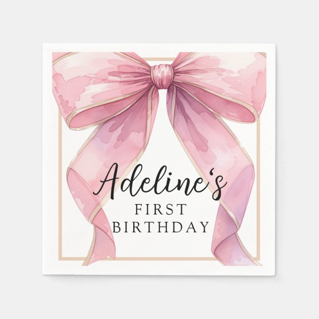 Posh Pink Coquette Bow Birthday Serviette (Vorderseite)