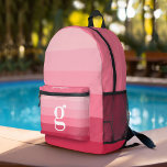 Posh Pink Retro Streifen glänzend - Riesiges Monog Bedruckter Rucksack<br><div class="desc">Ein stilvolles rosa Farbverlauf Stripe Design in Farbtönen eine blaue Rose - Für fortgeschrittene Benutzer können Sie auf die Schaltfläche Bearbeiten/Anpassen klicken und die Farben der Linien ändern. Inbegriffen ist eine Initial für Ihr Monogramm in einem riesigen Schriftart - macht ein persönliches Geschenk oder einen Rucksack, den Sie nicht gewollt,...</div>