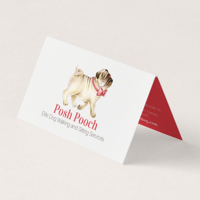 Posh pooch niedlicher Mops Visitenkarten (Vorderseite)