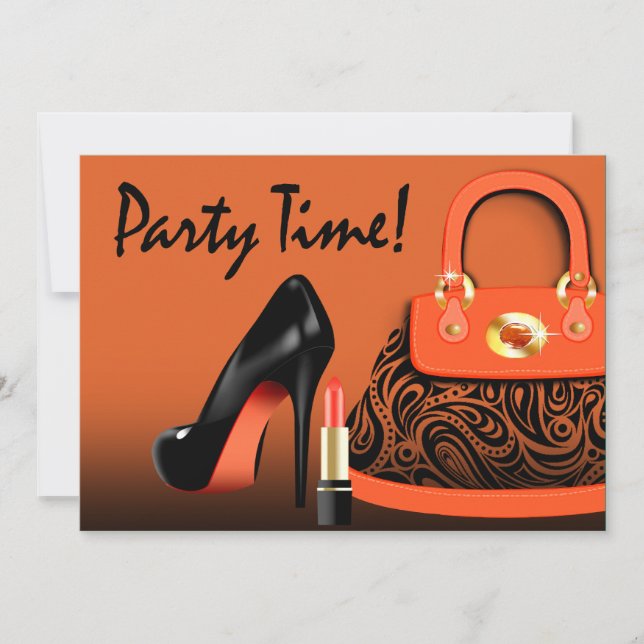 Posh Pures, High Heels und Lipstick-Girls Party Einladung (Vorderseite)