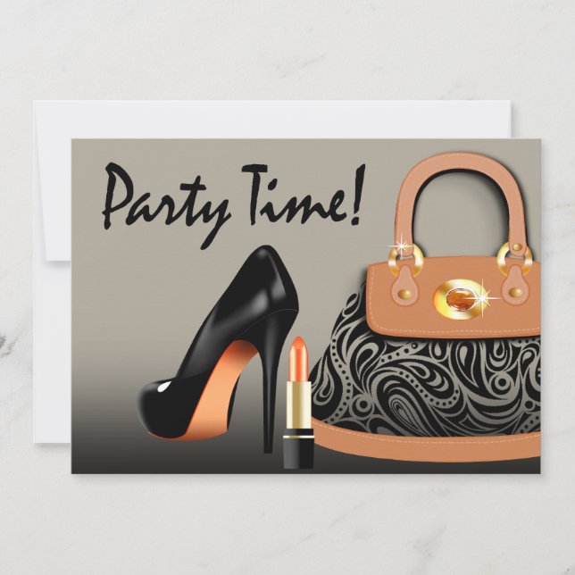 Posh Purls, High Heels und Lipstick Girls Party Einladung (Vorderseite)