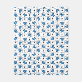 Posh Raute Dark Blue Hearts Fleecedecke