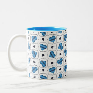 Posh Raute Dark Blue Hearts Zweifarbige Tasse
