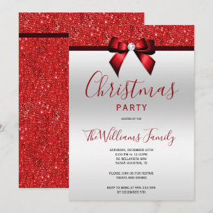 Posh Red Jewel Bow Weihnachtsgebäck Party Einladung
