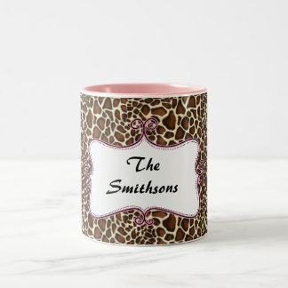 Posh schicke Leopardendrucke, rosa personalisiert Zweifarbige Tasse