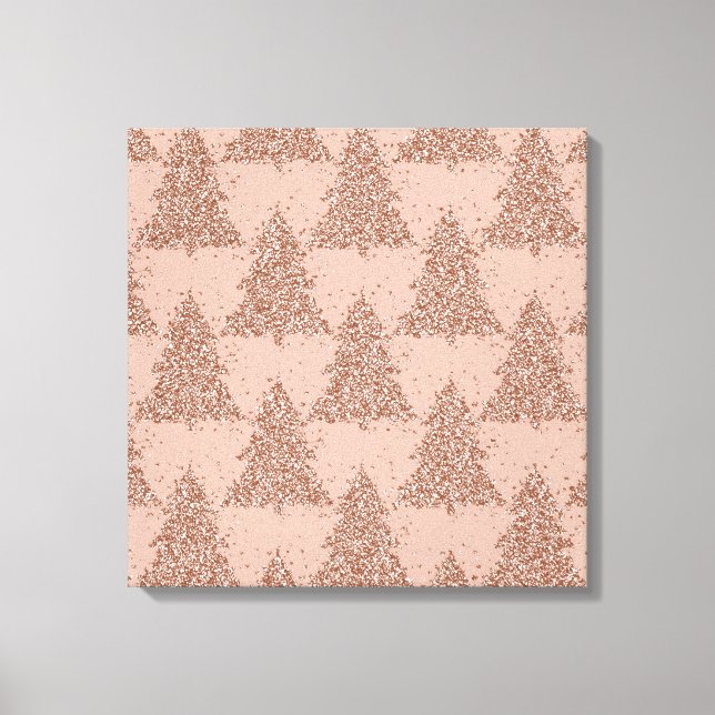 Posh Tree Pattern | Glam Rose Gold Blush Christmas Leinwanddruck (Vorderseite)