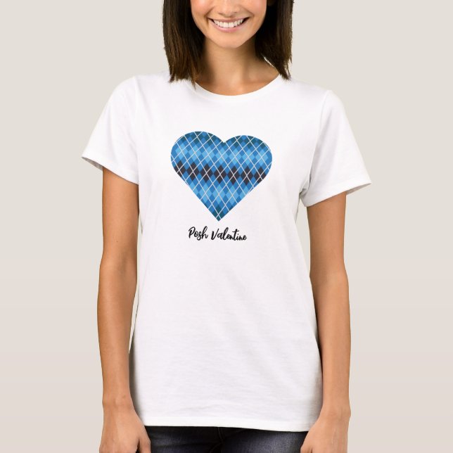 Posh Valentine Dark Blue Big Herz T-Shirt (Vorderseite)