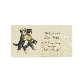 Posh Wedding Cats Elfenbeinflorale Adressetikett