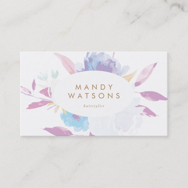 Posie Pastel Floral Business Card Visitenkarte (Vorderseite)