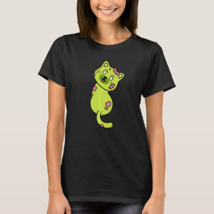 Posiere Verrückte Katze Zombie Horror Tier Hallowe T-Shirt