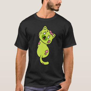 Posiere Verrückte Katze Zombie Horror Tier Hallowe T-Shirt