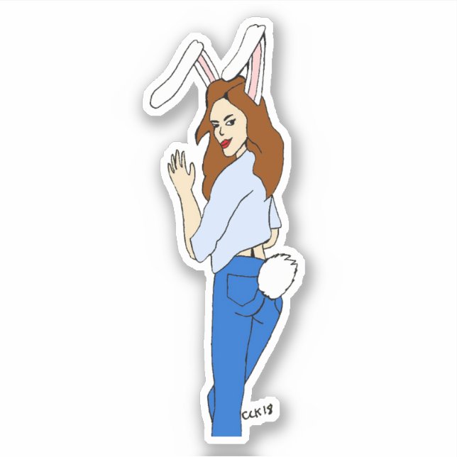 posierend Bunnygirl Aufkleber (Vorderseite)