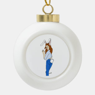 posierend Bunnygirl Keramik Kugel-Ornament