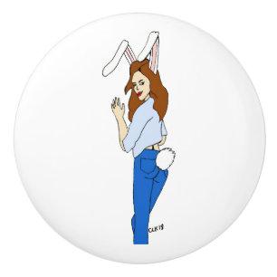 posierend Bunnygirl Keramikknauf