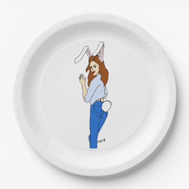 posierend Bunnygirl Pappteller (Vorderseite)