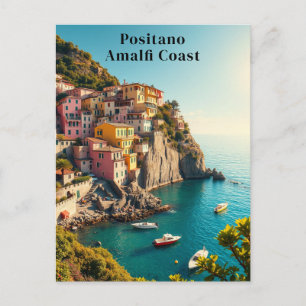 Positano Amalfi-Küste Retro-Reise Klippenseite Postkarte
