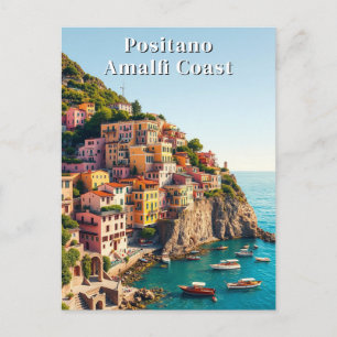 Positano Amalfi-Küste Vintage Reise Klippenseite Postkarte