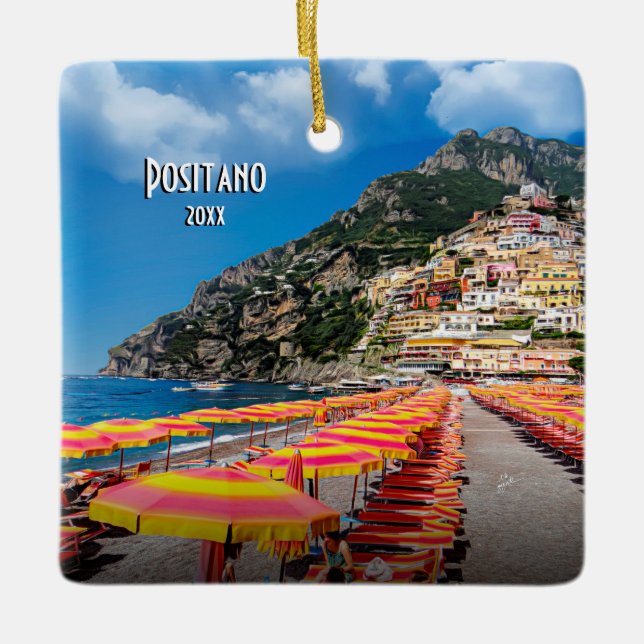 Positano Amalfi Reise-Foto 2 versah Weihnachten Keramikornament (Vorderseite)