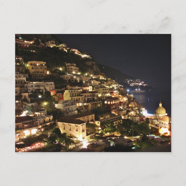 Positano bei Nacht Postkarte (Vorderseite)