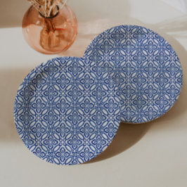 Positano Blue and White Tiles Babydusche Brunch Pappteller
