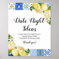 Positano Blue Tile Lemon Datum Nacht Unterschreibe