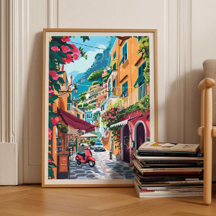 Positano Druck Amalfi Druck Positano Illustration Poster