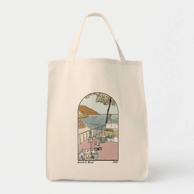 Positano Hochzeitssacken. Hochzeitsgastgeschenke. Tragetasche (Vorne)