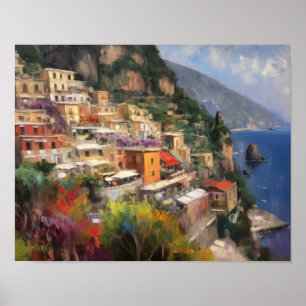 Positano Italie Aquarelle Art Imprimer Poster