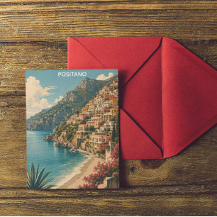 Positano Italien Amalfi-Küste Retro-Reise Postkarte