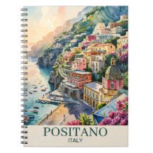 Positano Italien Amalfi-Küste Wasserfarbenlandscha