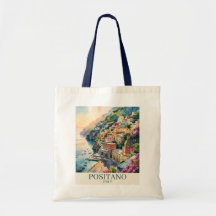 Positano Italien Amalfi-Küste Wasserfarbenlandscha