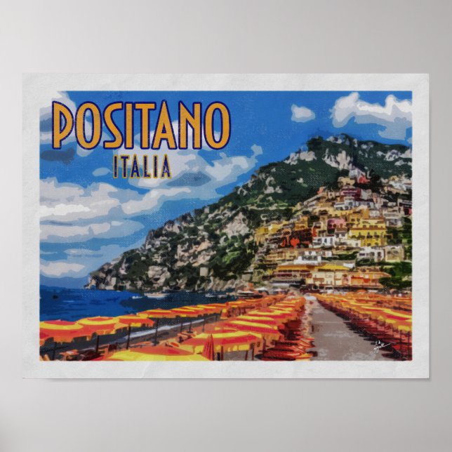 Positano Italien Amalfi Vintage Travel Poster (Vorne)