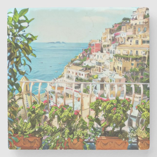 Positano Italien Ansicht Steinuntersetzer (Vorderseite)
