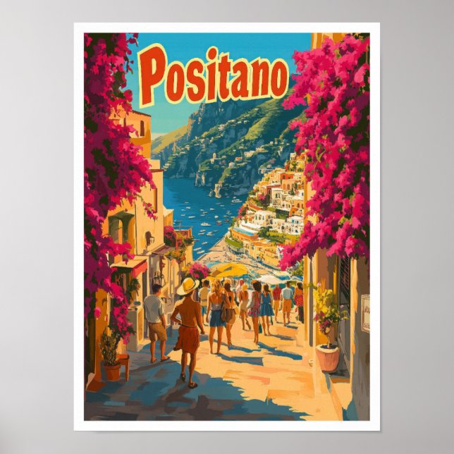 Positano Italien Art Vintage Poster (Vorne)