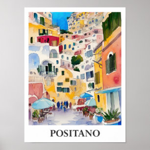 Positano Italien Art Watercolor Reisen Poster