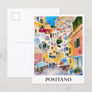 Positano Italien Kunst Wasserfarbe Reise Postkarte