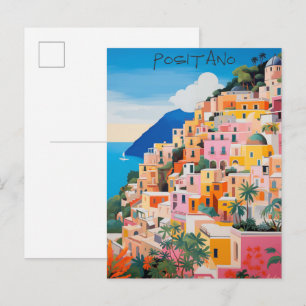 Positano Italien Reise Stadt Kunst Malerei Ästheti Postkarte