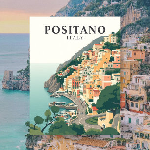 Positano, Italien Stadt Vintage Postkarte