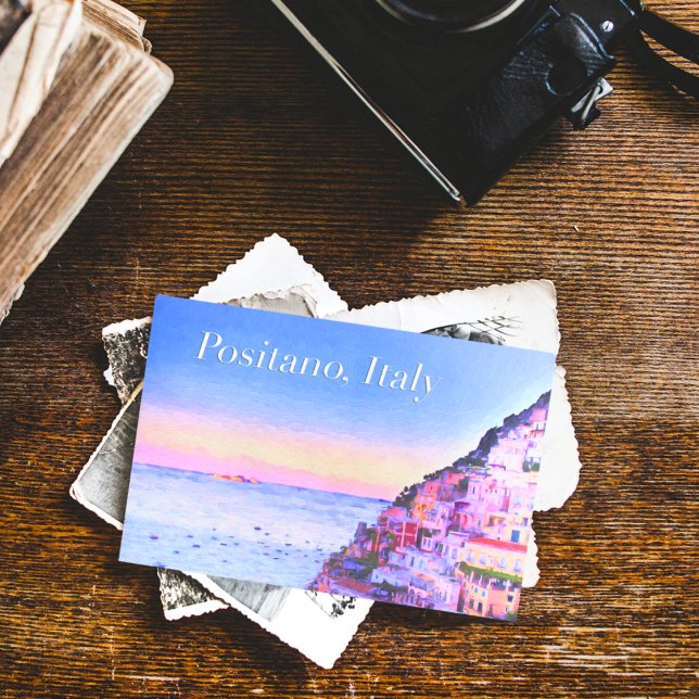 Positano, Italien Sunset Postcard Postkarte (Von Creator hochgeladen)