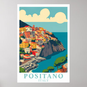 Positano Italien Vintage Reise Amalfi-Küste Kunst Poster