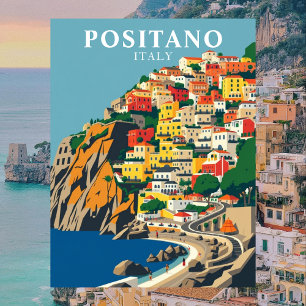 Positano, Italien Vintage Reise Postkarte